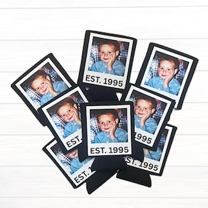 Custom Photo Can Coozie, Polaroid Picture Drink Holder, Vintage 1995 Birthday Coolie, Fun Photo Party Favor, 30th 40th 50th 60th Birthday