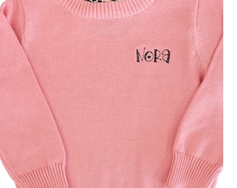 Girls Monogrammed Pink Sweater, Pink Sweater for Girls, Girls Monogrammed sweater, Monogram Sweater for Girls, Personalized Sweater