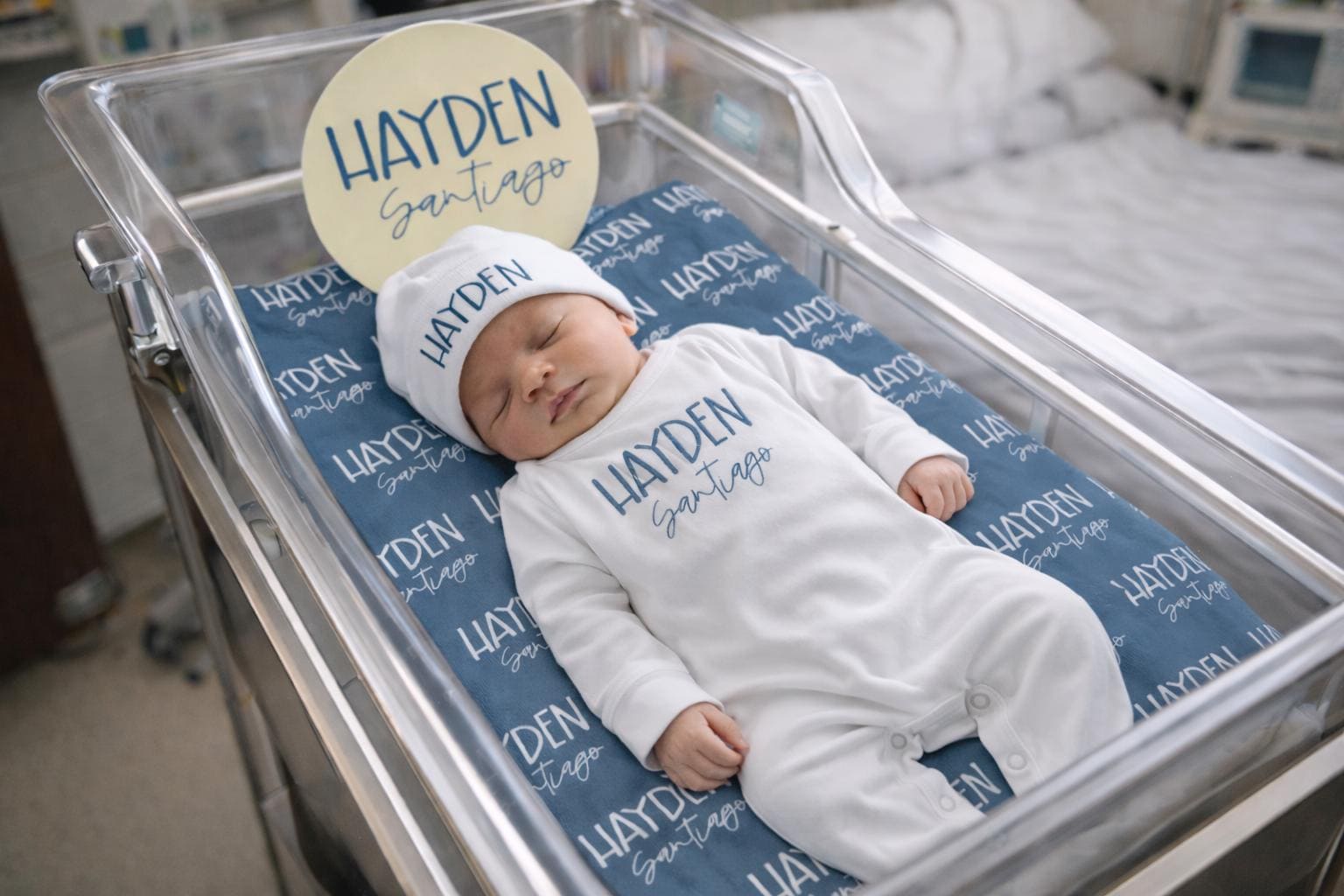 Personalized Baby Hospital Outfit Set: Minky Blanket, Hat, Romper ...