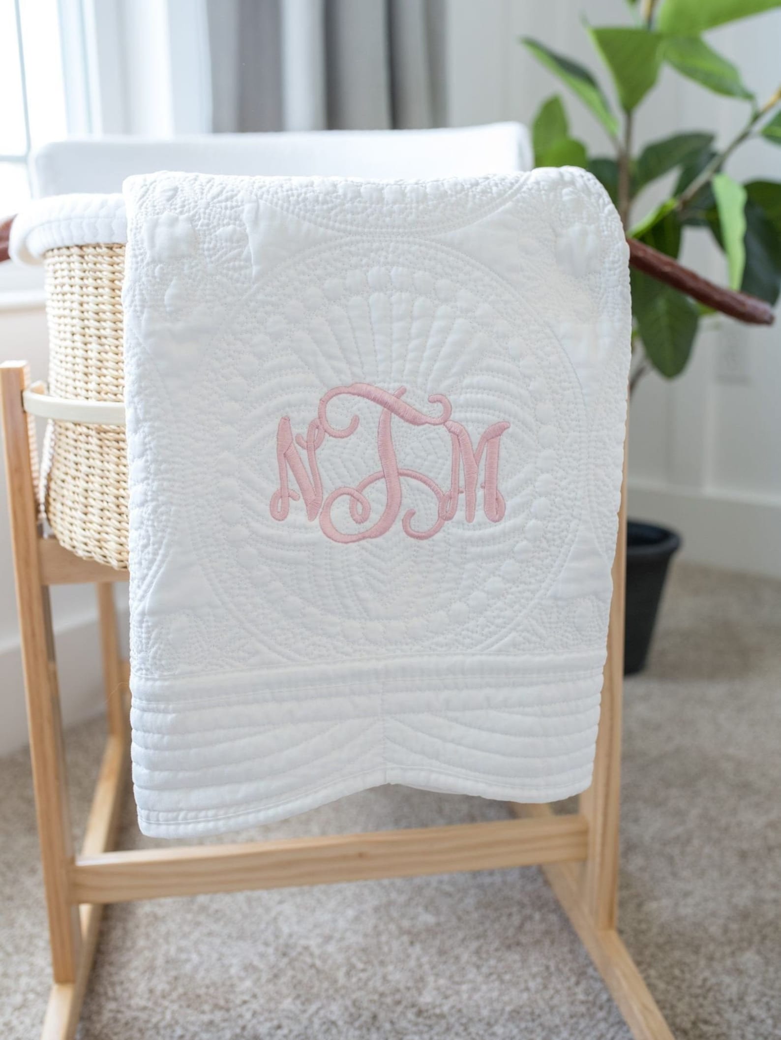 Heirloom Baby Quilt With Monogram Monogrammed Baby Blanket Etsy