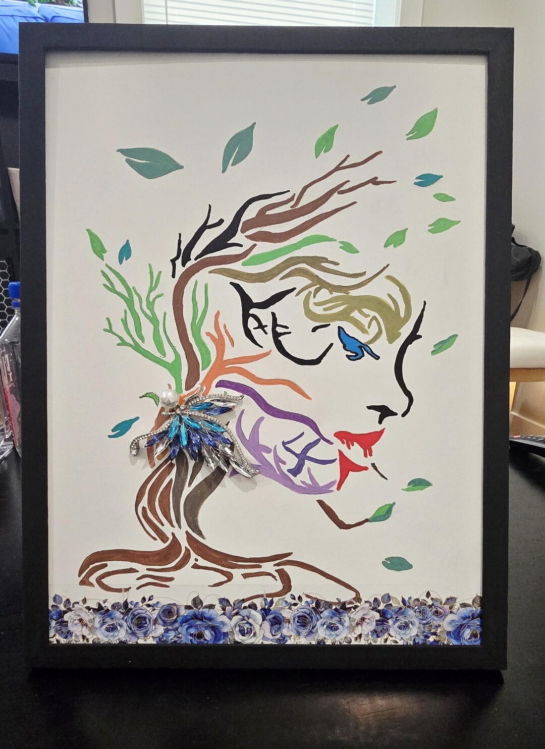 Wall Art Abstract Woman Tree Face Art | Mixed Media Painting, Nature ...