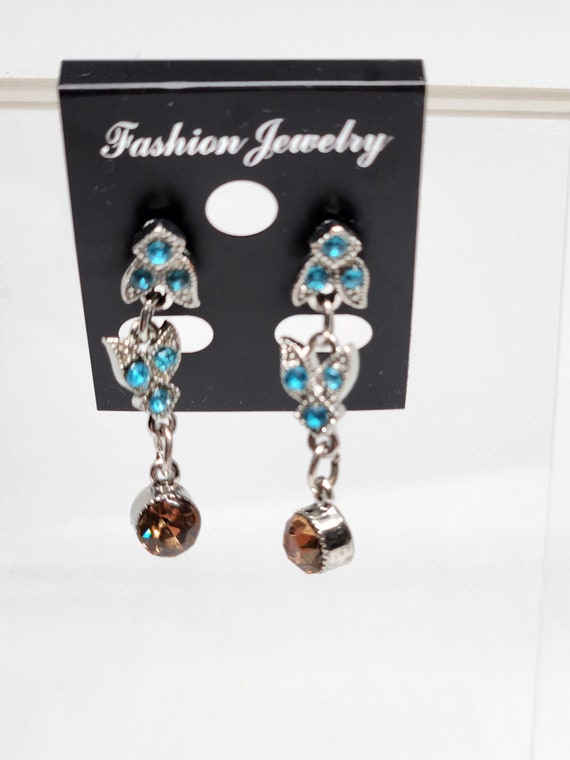 Fashion Flower Crystal Earrings Stud Women Drop D… - image 9
