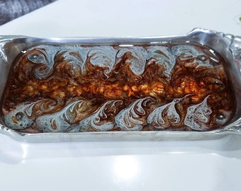 Handcrafted Long Metal Resin Tray - Modern Serving Tray, Decorative Organizer, Unique Home Decor Accent