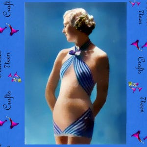 1930s Knitted Swimwear Pattern, Halter Mini Dress (PDF Download)