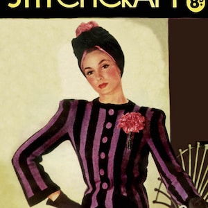 Stitchcraft vintage de los años 40. Edición completa de noviembre de 1941 de la revista Stitchcraft con prendas de punto para mujer, prendas de punto para hombre, costura y cocina.