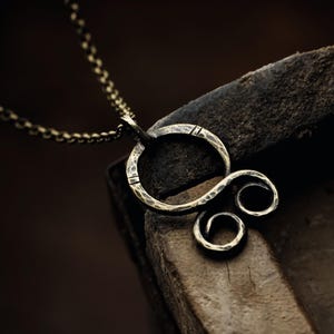 Hand-forged brass troll cross · Nordic protective symbol · Viking amulet · Talisman jewelry · One-of-a-kind pendant