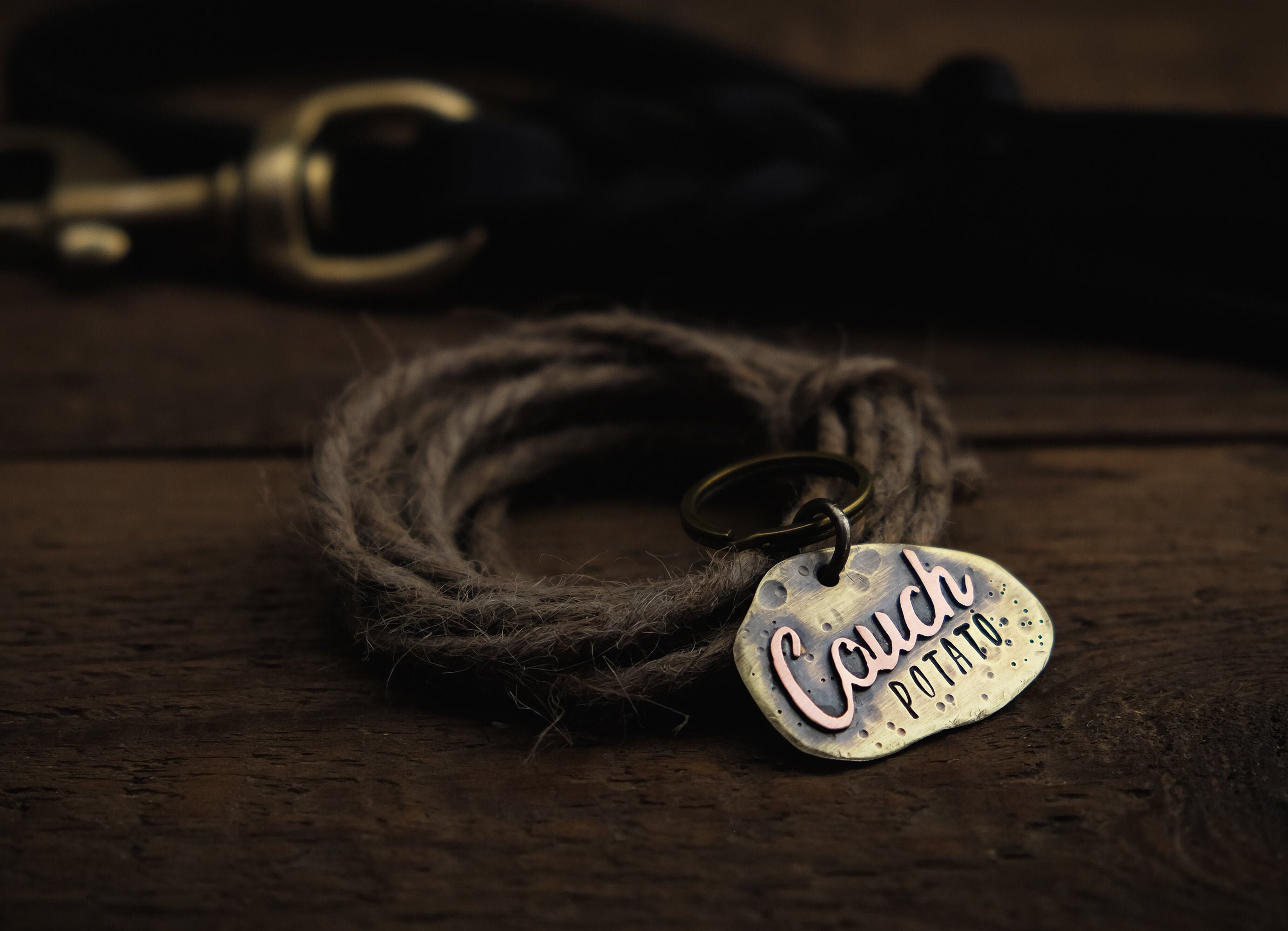 Dog Tag couch Potato Made of Brass & Copper With Etsy