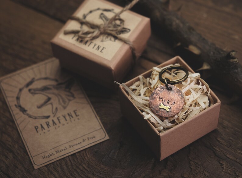 Rustikale runde Hundemarke aus Kupfer Haustiermarke | Etsy