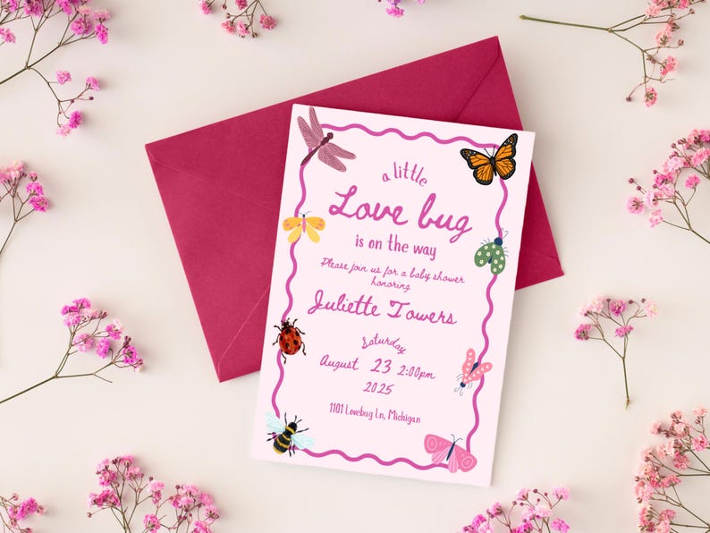 Love Bug Baby Shower Invitation Template (digital Download) - Etsy