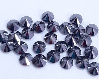 1MM, 2MM, 2.50MM, 3MM Natural Black Diamond Faceted Brilliant Round Cut Loose Gemstones, AAA Quality Black Diamond Cut Round For Jewelry