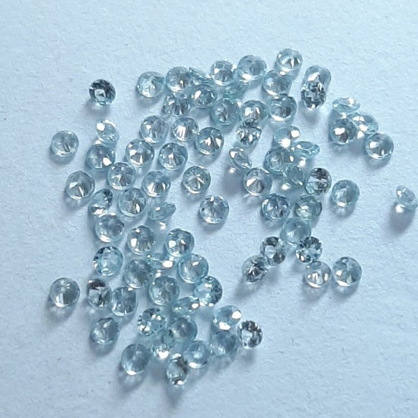 1.50MM, 2MM, 2.50MM Natural Blue Zircon Faceted Round Shape Loose Gemstones, AAA Quality Blue Zircon Round cut Loose For Jewelry Making