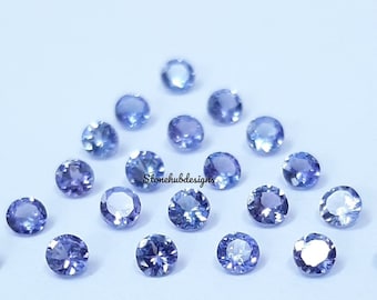 Tanzanite naturale sfaccettata a taglio rotondo da 2,50 mm, 3 mm e 4 mm, gemme di tanzanite AAA, tanzanite a taglio rotondo per la creazione di gioielli, tanzanite sfusa
