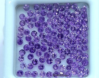 1MM, 1.5MM, 2MM, 2.5MM Natural African Amethyst Faceted Round Cut Stone, AAA Purple Amethyst Faceted Loose Round Cut Stone for Jewelry