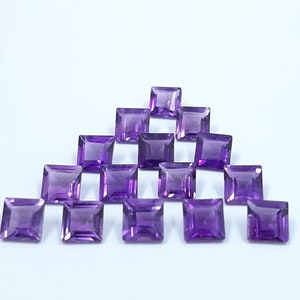 5MM, 6MM, 7MM, 8MM Natural Amethyst Faceted Square Gemstone, AAA African Amethyst faceted Square Cut loose gemstones For Jewelry