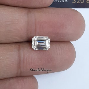 Moissanite Faceted Octagon Emerald Cut Gemstone, D Color AAA White Loose Moissanite Octagon Emerald Cut Gemstone For Jewelry