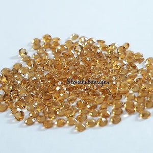 1.75MM, 2MM, 2.25MM, 2.50MM, 2.75MM Natural Citrine Faceted Round Loose Cut Stone, AAA Yellow Citrine Faceted Round Cut Stone for Jewelry