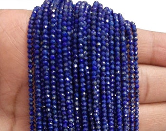 2-2.50MM Natural Lapis Lazuli micro Faceted Rondelle Beads | Blue Bead | Rondelle Bead| AAA Bead| tiny AAA Lapis Lazuli Beads