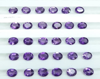 3X4MM, 3X5MM, 4X6MM, 5X7MM Natural Amethyst Faceted Oval cut Gemstone,  AAA Amethyst Oval Purple Color Calibrated Size For Jewelry Making