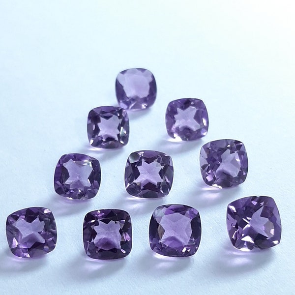 4MM, 5MM, 6MM, 7MM, 8MM Natural Amethyst Faceted Cushion Cut Gemstone, AAA quality Amethyst loose gemstones For Jewelry Making