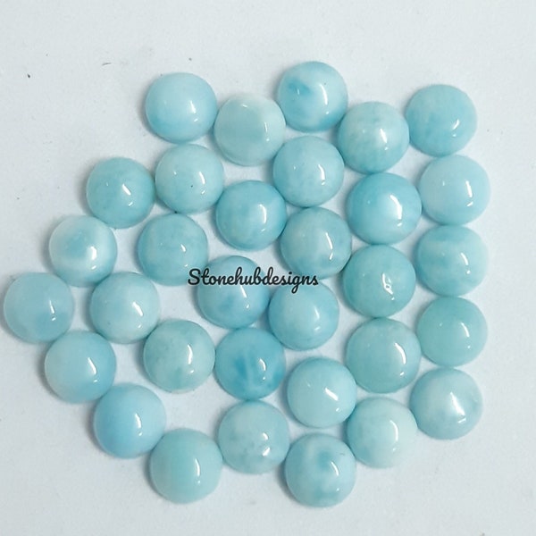 3MM, 4MM, 5MM, 6MM Natural Larimar Round Cabochon Gemstone, AAA larimar Smooth Round Cabs Flat Back Gemstone for jewelry