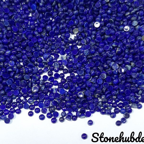 2MM, 2.50MM, 3MM Natural Lapis Lazuli Cabochon Round Gemstone | AAA Blue Lapis Smooth Round Semi Precious Gemstone for Jewelry Making