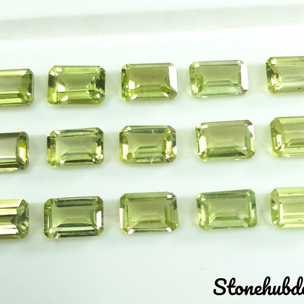 3x5MM, 4x6MM, 5x7MM Natural Peridot Faceted Octagon Cut Gemstone, AAA Green Peridot Octagon Calibrated Size loose Gemstone For Jewelry