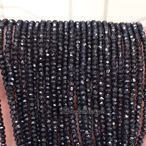 3-3.50MM Natural Black Spinel faceted rondelle beads, AAA Quality Black Spinel Faceted Beads For Jewelry