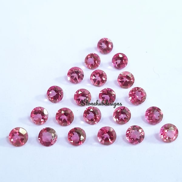 3MM, 4MM, 5MM, 6MM Natural Pink Topaz Faceted Round Cut Gemstone, AAA Pink Topaz Round Cut Faceted calibrated Size Loose Gemstone
