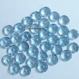 3MM, 3.50MM Natural Aquamarine Faceted Round Cut Stones, AAA Quality Aquamarine Round Cut Gemstone For Jewelry