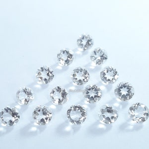 3MM, 3.5MM, 4MM, 4.50MM, 5MM, 6MM Natural Crystal Quartz Faceted Round Cut Gemstone, AAA White Crystal Quartz faceted Round Cut For Jewelry