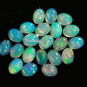5 x 7 MM, 6 x 8 MM, 7 x 9 MM Natürlicher äthiopischer Opal Oval Cabochon Edelstein, Multi Feueropal glatt oval Lose Edelstein für Schmuck