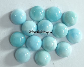 7 MM, 8 MM, 9 MM, 10 MM Natuurlijke larimar ronde cabochon edelsteen, AAA larimar gladde ronde cabines platte achterkant edelsteen voor sieraden