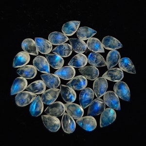 4x6MM, 5x7MM, 6x9MM Natural Moonstone Faceted Pear Cut Gemstone, AAA Blue Flash Moonstone faceted Pear cut gemstone For Jewelry