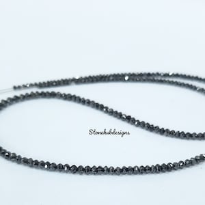 Natural Black Diamond Faceted Rondelle Beads, Black Diamond Necklace, Diamond Faceted Beads, AAA Natural Black Diamond For Jewelry