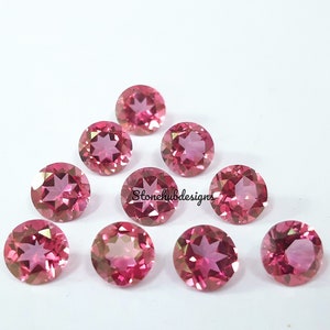 7MM, 8MM, 9MM, 10MM Natural Pink Topaz Faceted Round Cut Gemstone, AAA Pink Topaz Round Cut Faceted calibrated Size Loose Gemstone