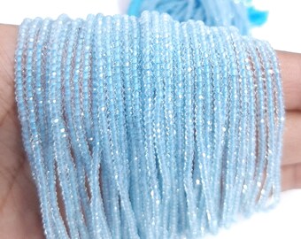 2-2.50MM Natural Sky Blue Topaz micro faceted Rondelle Beads, AAA Fine Quality Sky Topaz Rondelle Faceted Gemstone Beads for jewelry