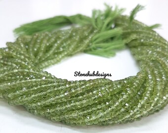 Natural Peridot Faceted Rondelle Beads Strand, AAA Quality Green Peridot jewelry faceted Rondelle beads For Jewelry, fine quality