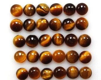 Pietra preziosa rotonda cabochon in occhio di tigre naturale da 3 mm, 4 mm, 5 mm, 6 mm, pietra preziosa sciolta cabochon rotonda liscia in occhio di tigre AAA per gioielli