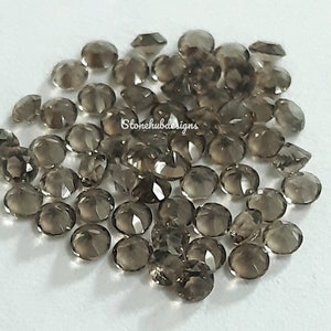 2MM, 2.25MM, 2.50MM, 2.75MM Natural Smoky Quartz Faceted Round Cut Gemstone, AAA Smoky Quartz Tiny Round cut For Jewelry Making