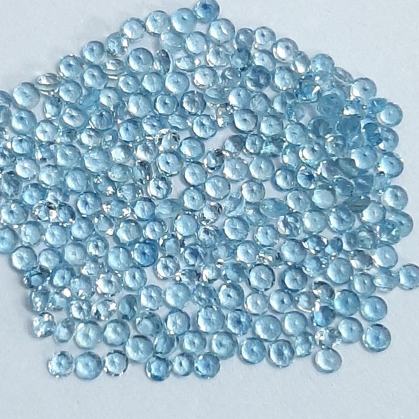 1.50MM, 2MM, 2.50MM Natural Aquamarine Faceted Round Cut Stones, AAA Quality Aquamarine Round Cut Gemstone For Jewelry