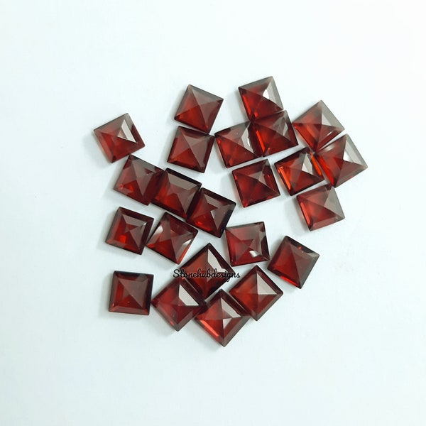 3MM, 4MM, 5MM, 6MM Natural Garnet Faceted Square Cut Loose Gemstone, AAA Mozambique Garnet faceted Square Cut loose Stone for jewelry