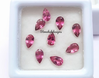 3x4MM, 3x5MM, 4x6MM Natural Pink Tourmaline Faceted Pear Cut Gemstone, AAA Pink Tourmaline Faceted Pear Calibrated Cut Stone for Jewelry