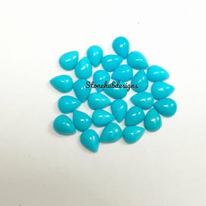 2 x 3 mm, 3 x 4 mm, pietra preziosa cabochon di turchese naturale a forma di pera, pietra cabochon liscia di turchese della Bella addormentata AAA per gioielli raffinati