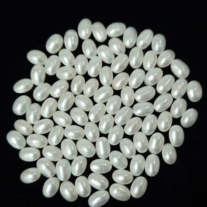 3 x 5 MM, 4 x 6 MM, 5 x 7 MM Natuurlijk zoetwater witte parel ovale cabochon edelsteen, AAA-kwaliteit witte parel ovale cabochon losse steen Voor sieraden
