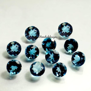 3MM, 3.50MM, 4MM, 4.50MM, 5MM London Blue Topaz Round Faceted AAA Quality-Natural Blue London Topaz faceted round cut for Jewelry