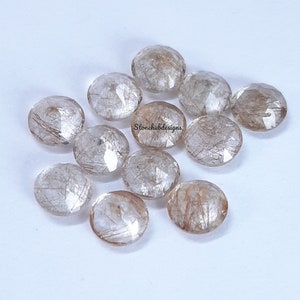 7MM, 8MM, 9MM, 10MM Natural Copper Rutile Quartz Faceted Round Top Quality- AAA Rutile Quartz faceted round For Jewelry Making