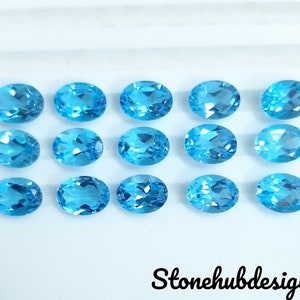 5 x 7 MM, 6 x 8 MM, 7 x 9 MM Natürlicher Schweizer Topas facettierter Ovalschliff Edelstein, AAA Schweizer Blautopas facettierter ovaler lose kalibrierter Schnittstein Für Schmuck