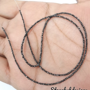 Natural Black Diamond Faceted Rondelle Beads, AAA Black Diamond Beads For Necklace Jewelry, Diamond Faceted Beads