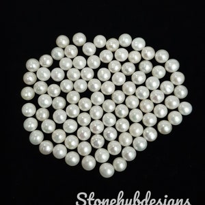 3 MM, 4 MM, 5 MM Natürliche Süßwasser Weiße Perle Runde Cabochon Edelstein, AAA weiße Perle Runde flache Rückseite Cabochon Lose Stein Für Schmuck