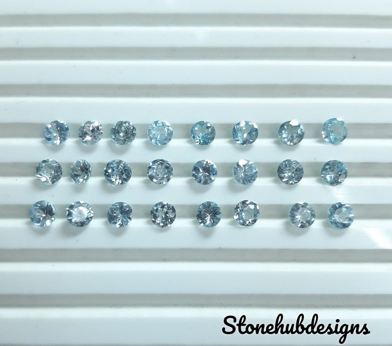 3MM, 4MM, 5MM Natural Blue Zircon Faceted Round Shape Loose Gemstones, AAA Quality Blue Zircon Round cut Loose For Jewelry Making zdjęcie 4